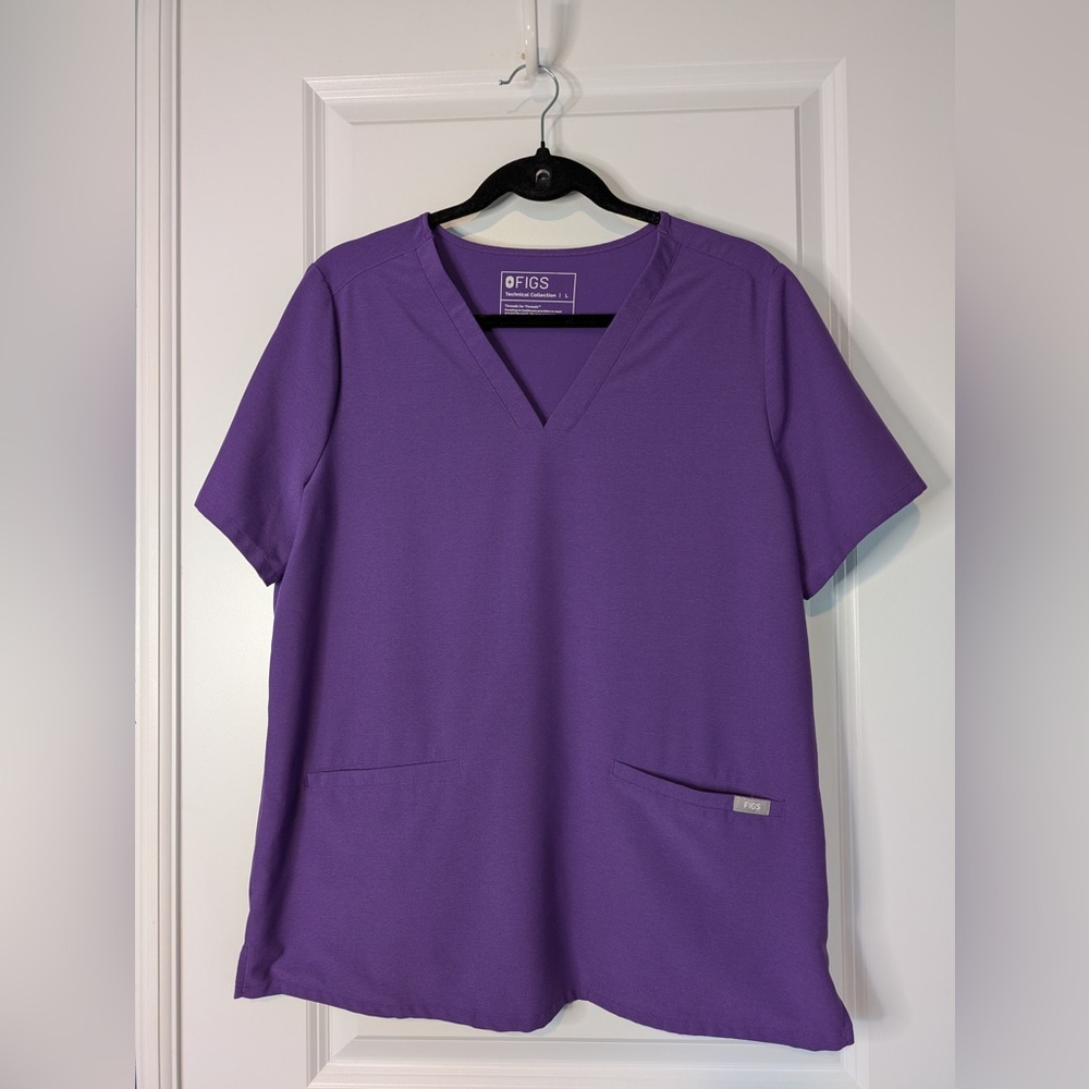 Figs Casma Three Pocket Scrub Top Ultra Violet Size Large